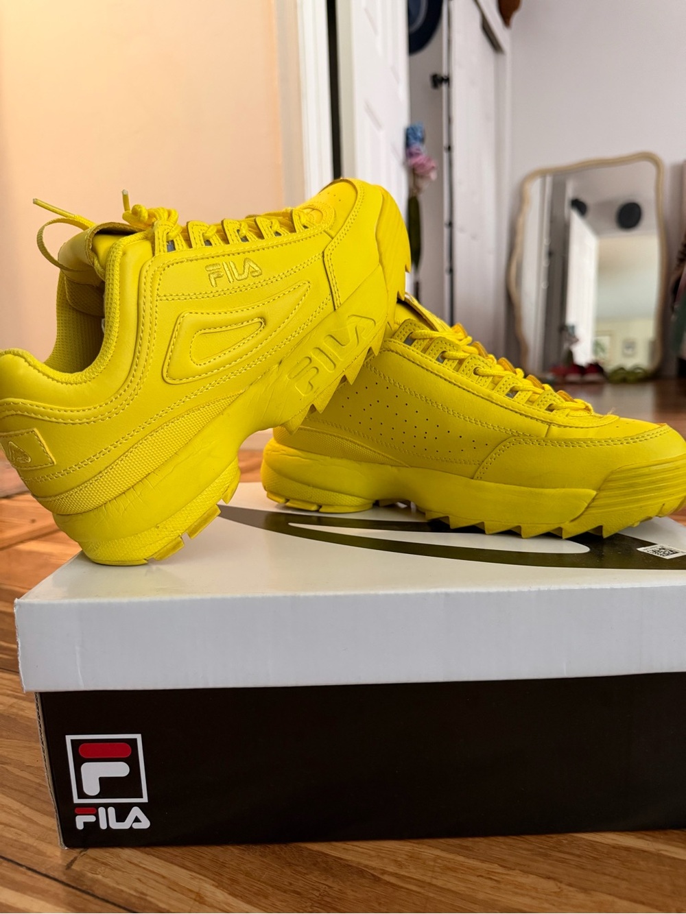 Fila Yellow Platform Lace-Up Sneakers